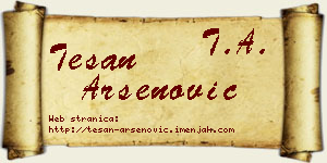 Tešan Arsenović vizit kartica